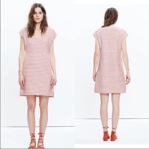 MADEWELL t-shirt dress, striped cotton shift dress, midi, oversized XXS